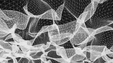 网格网抽象绘图多边形线框烟雾云软移动模拟运动图形动画背景